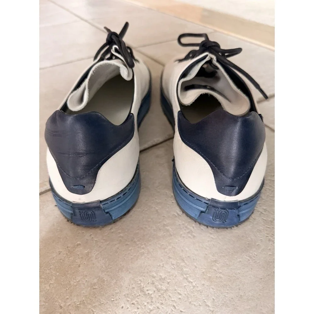 UNTAMED STREET HAYES Men’s 45 White Blue Leather Sneakers Made in Italy